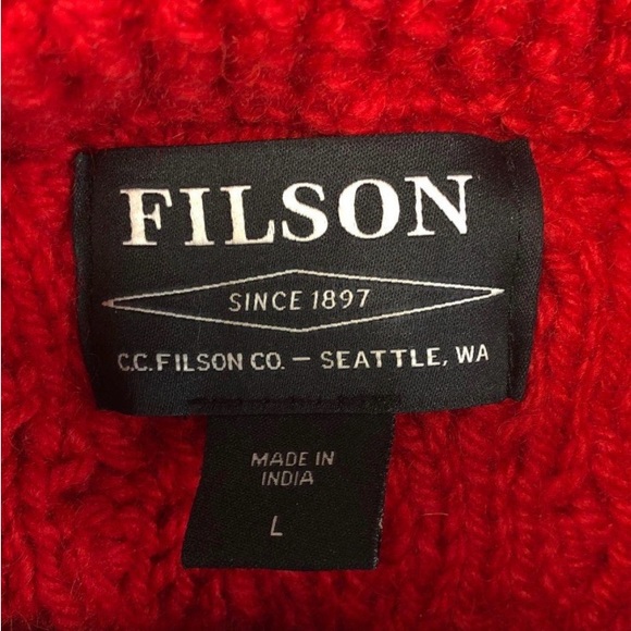 Filson Heavy Cableknit Sweater in Red - Large - Picture 3 of 4